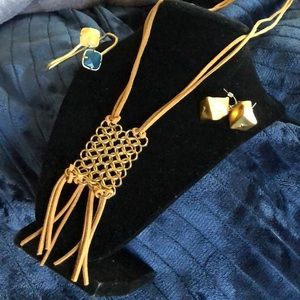 💫 Grandmacore Vintage‎ Boho Gold & Leather Jewelry lot